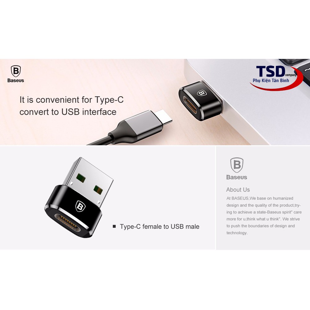 Đầu Chuyển USB Sang USB Type C Tốc Độ Cao Baseus Chính Hãng