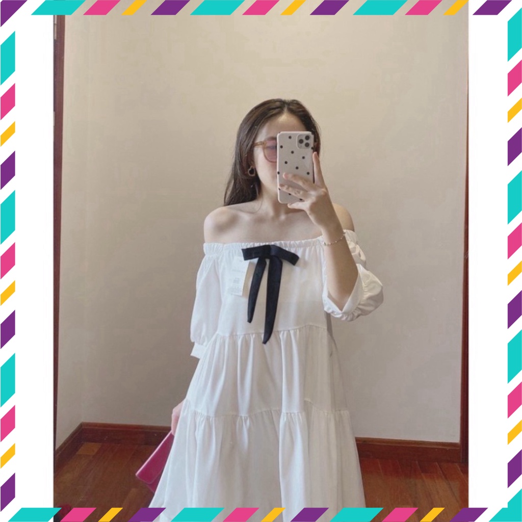 Váy Nữ, Đầm Nữ Thắt Nơ Ngực Dáng Bồng Bềnh Siêu Xinh | BigBuy360 - bigbuy360.vn