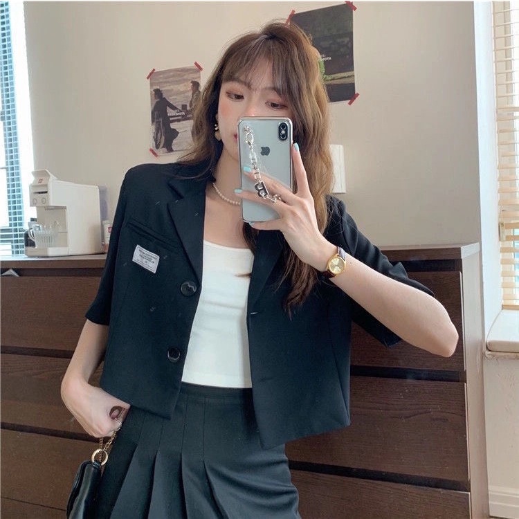 Áo Blazer Nữ Tay Ngắn Kiểu Dáng Ngắn Croptop Áo Vest Croptop Hàn quốc BL02 | BigBuy360 - bigbuy360.vn