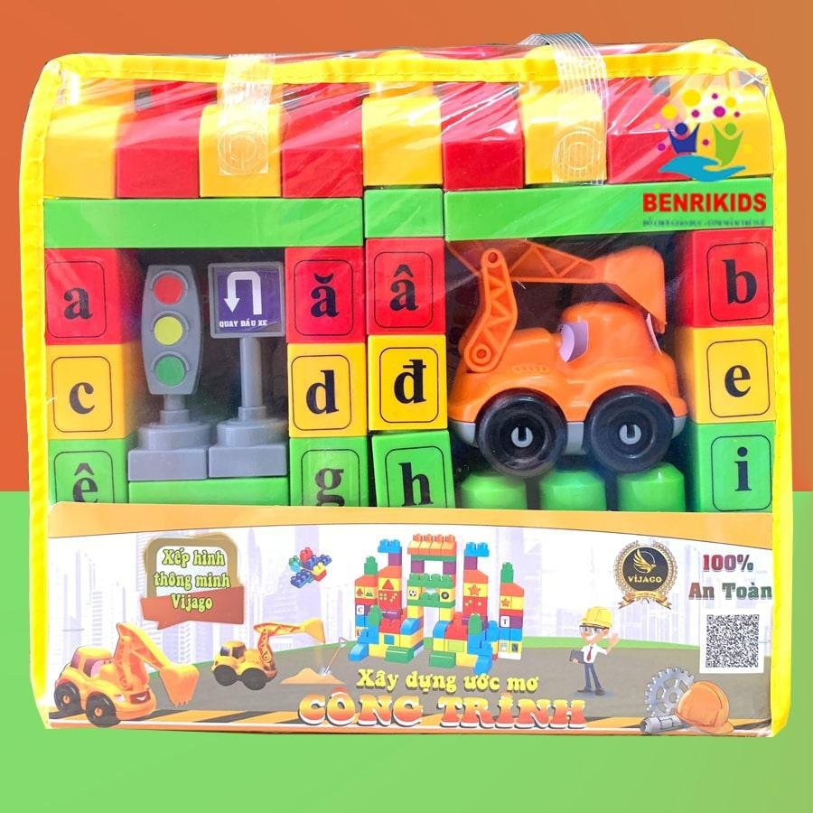 Bộ Xếp Hình Xây Dựng Mơ Ứơc Công Trình Kết Hợp Dạy Chữ Cho Bé Giúp Phát Triển Trí Tuệ