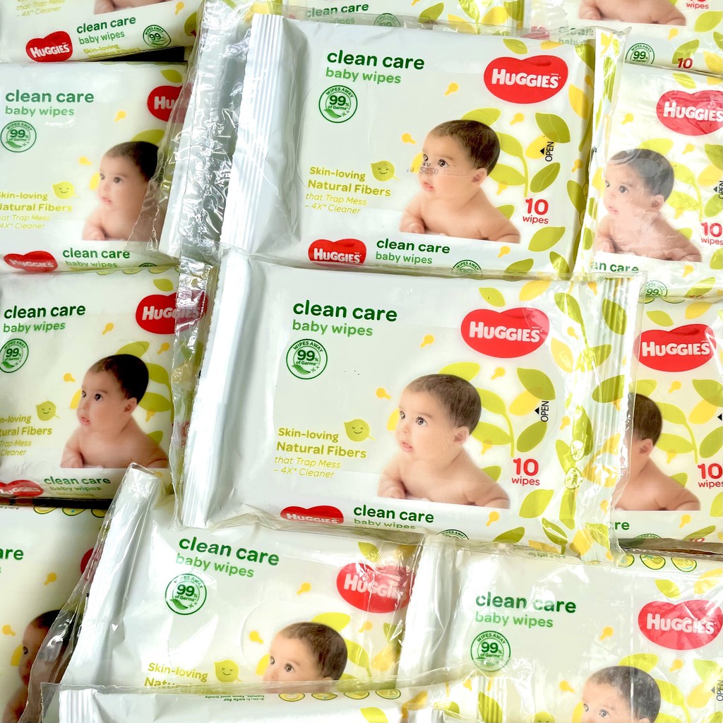 ( Giá Rẻ) Khăn Ướt Em Bé Huggies Clean Care Bỏ Túi Nhỏ Tiện Dụng Cho Mẹ Và Bé 10 Miếng Không Mùi, Không Cồn Dày, Nhỏ Gọn