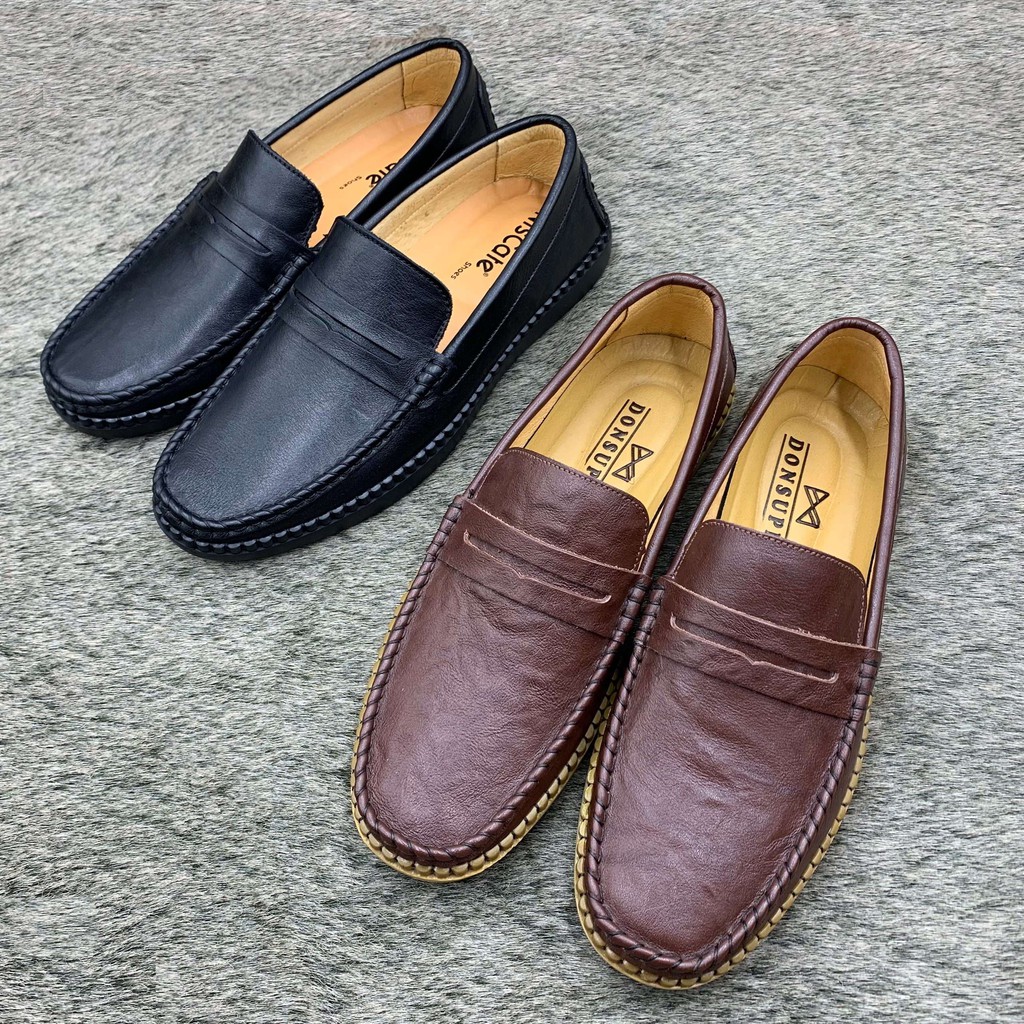Giầy lười nam da bò đế khâu siêu bền, giầy nam trẻ trung năng động