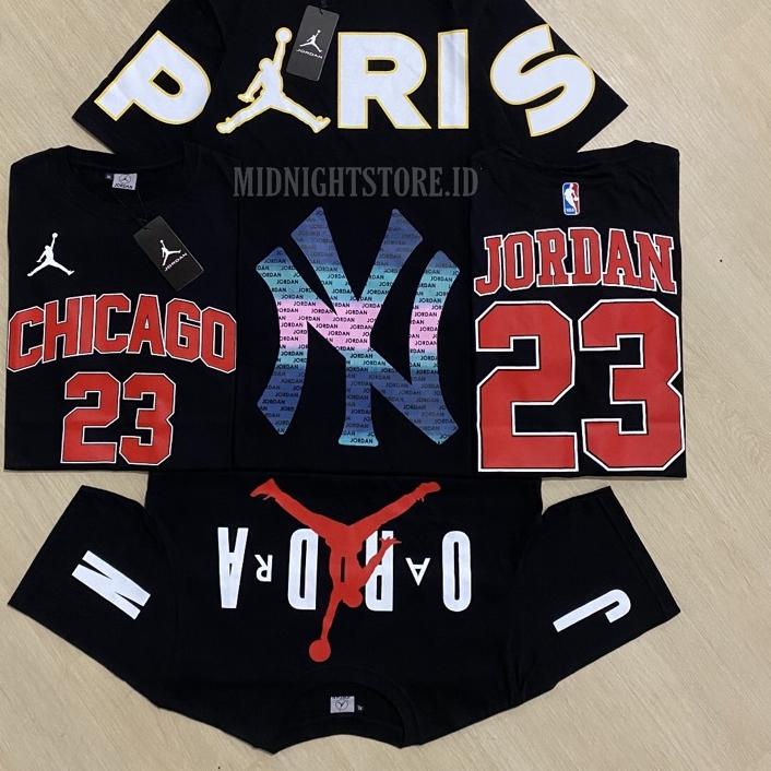 AIR JORDAN ☄ Áo Thun Bóng Chày In LOGO JORDAN NY YANKEES Cá Tính ✫