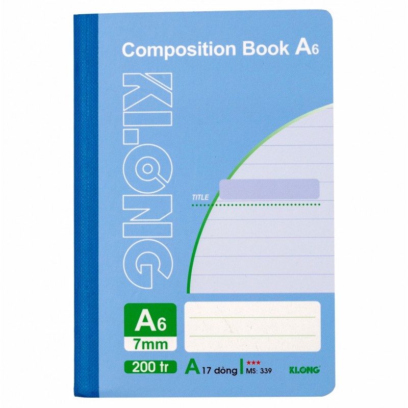 Sổ kẻ ngang may dán gáy Composition book KLONG A6 200 trang 58/92; MS: 339
