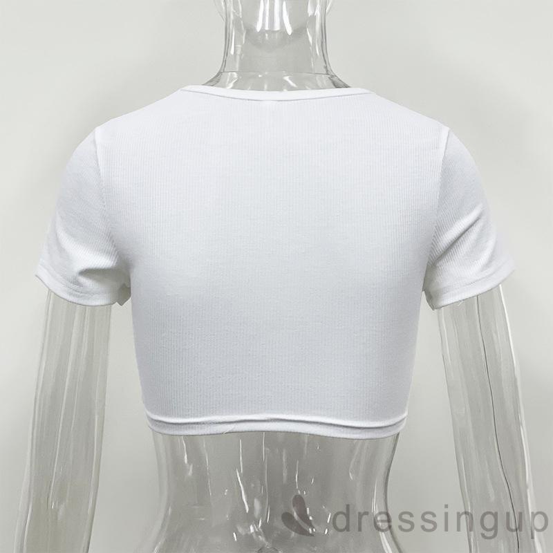 Áo Thun Tay Ngắn Cổ Tròn Màu Sắc Đơn Giản Thời Trang Dành Cho Nữ