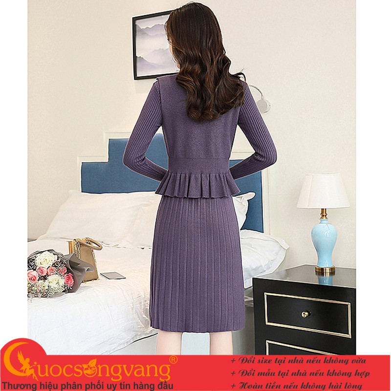 Bộ đồ len cao cấp váy len và áo gile rời GLSET041 Cuocsongvang
