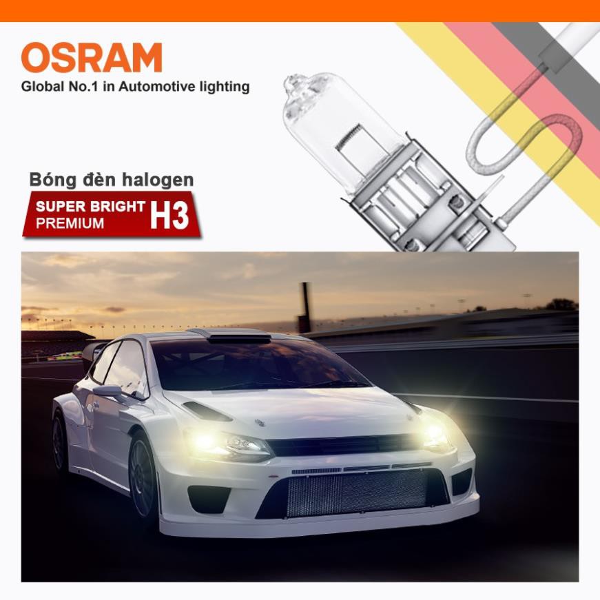 Bóng đèn halogen OSRAM SUPER BRIGHT PREMIUM H3 12v 100w - Nhập Khẩu Chính Hãng