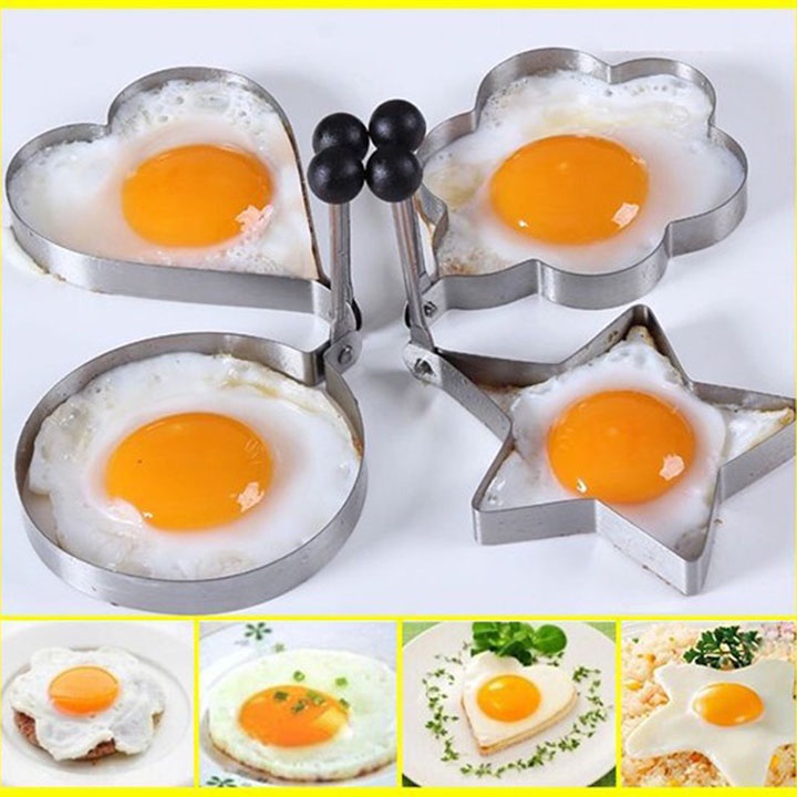 combo 4 Khuôn chiên trứng, khuôn làm bánh, tạo hình bằng inox nhiều hình ngộ nghĩnh