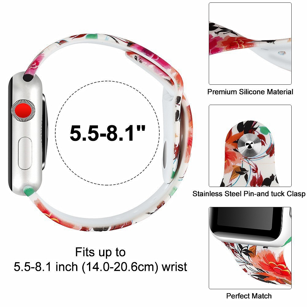 Dây đeo đồng hồ họa tiết hoạt hình cho Apple iWatch 5 4 3 2 1 44mm 40mm 38mm 42mm T500 W26 U78Plus FT50 F10 F18 F20