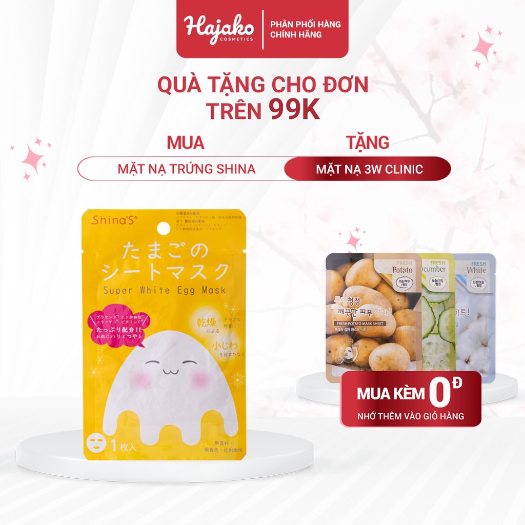 Mặt Nạ Trứng Trắng Da Mờ Thâm Nám Nhật Bản Shina's SUPER WHITE EGG MASK 25G HAJAKO