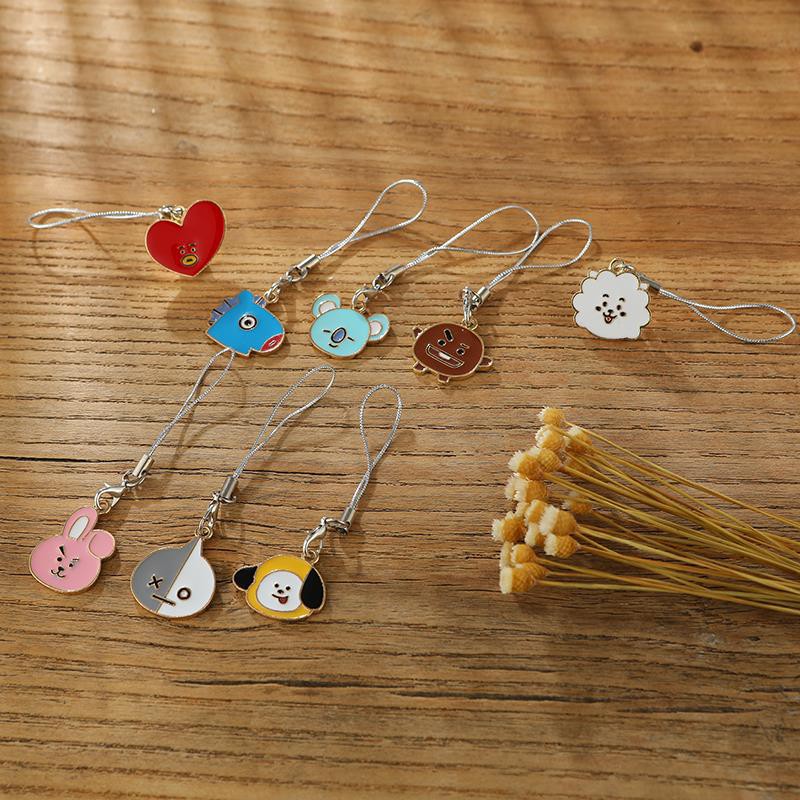 Móc Khóa Điện Thoại Có Mặt Phụ Kiện Hoạ Tiết Bt21 Sành Điệu
