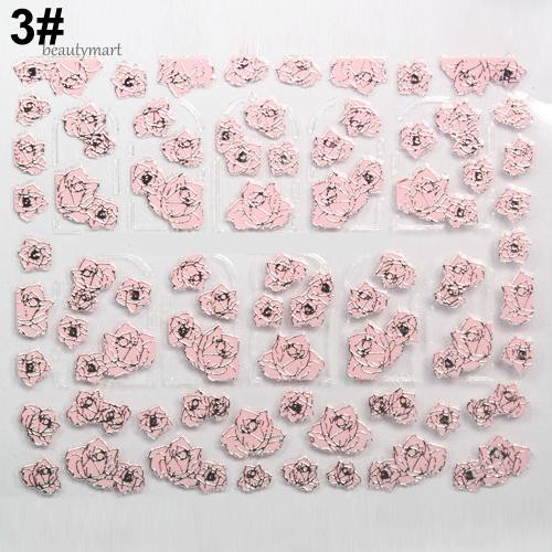 [Hàng mới về] Sticker trang trí móng nghệ thuật hình hoa chạm nổi đẹp mắt