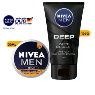 Bộ đôi Kem dưỡng da nam NIVEA MEN Creme 3in1 (30ml) - 83923 và Sữa rửa mặt NIVEA MEN Deep 100g - 84415