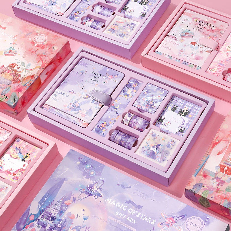 Hình Dán Trẻ Em。 Bộ Sổ Tay Hoạt Hình Kèm Hộp Quà Tặng Sinh Nhật Cho Bé Gái