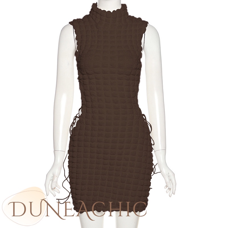 DUNEA Đầm XòE SáT NáCh Ren Hoa, Cổ Cao DàNh Cho Nữ