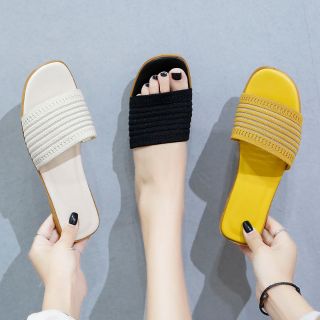 Dép lê nữ quai ngang thời trang trẻ trung phong cách Hàn Quốc đế cao su êm ái 1 phân chất liệu len