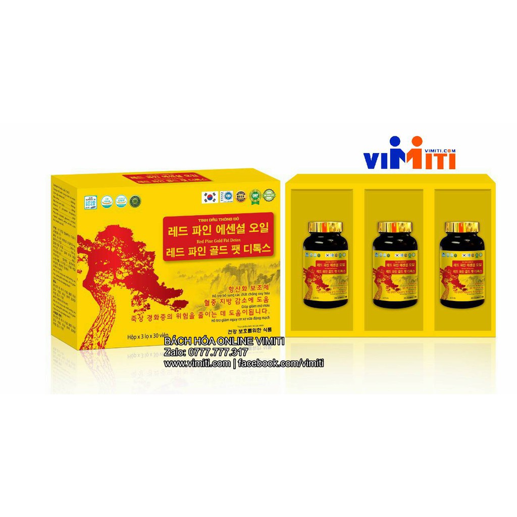 Tinh dầu thông đỏ hàn quốc Red pine gold fat detox hộp 3 lọ