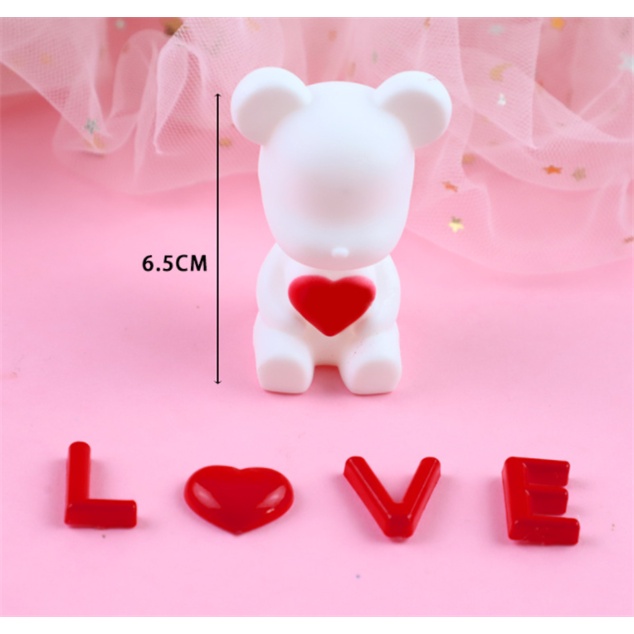 Gấu chữ LOVE nhựa TRẮNG (set)