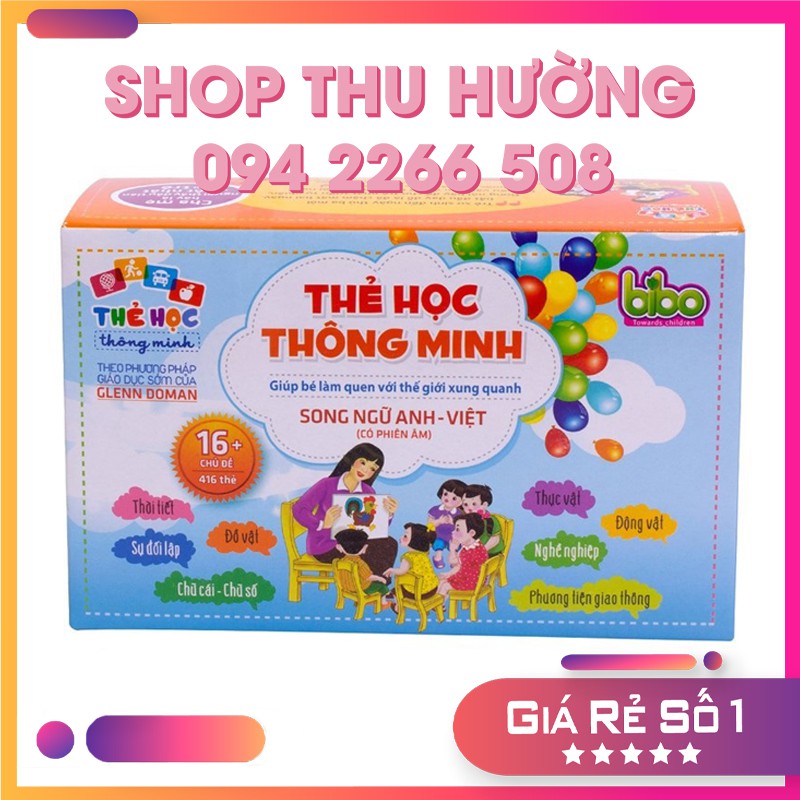 [Xả hàng]Bộ thẻ học thông minh 16 chủ đề song ngữ cho bé