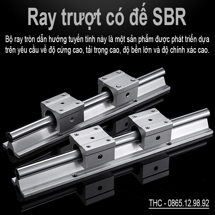 Thanh Trượt Bi Ø12 Dẫn Hướng Chuẩn (Gồm: 1 Thanh Ray SBR12 Dài 1.5m + 2 Bi Trượt) Ray Trượt Chống Rỉ Xước Độ Cứng Cao