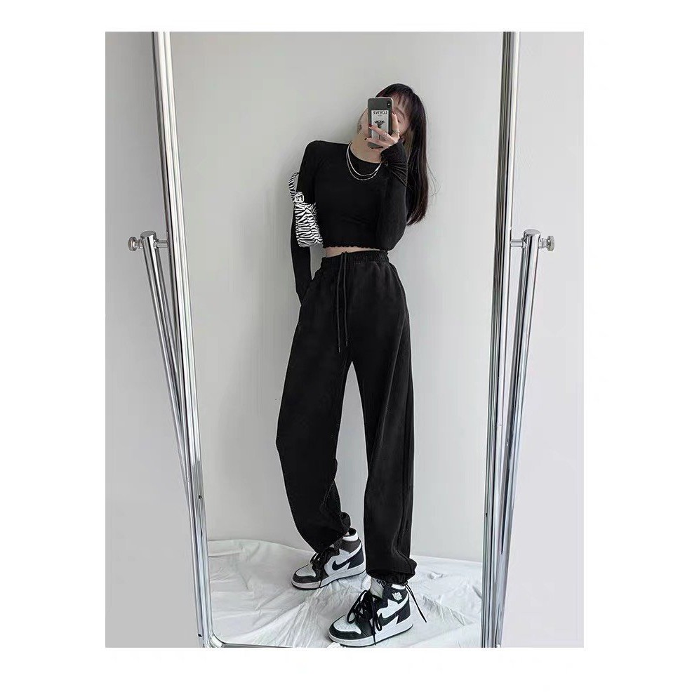 Quần Dài JOGGER HEART Phối Dây Rút Form Rộng Dáng Suông Ulzzang