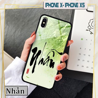 Ốp lưng kính 3D iPhone X/ XS- chữ thư pháp ý nghĩa