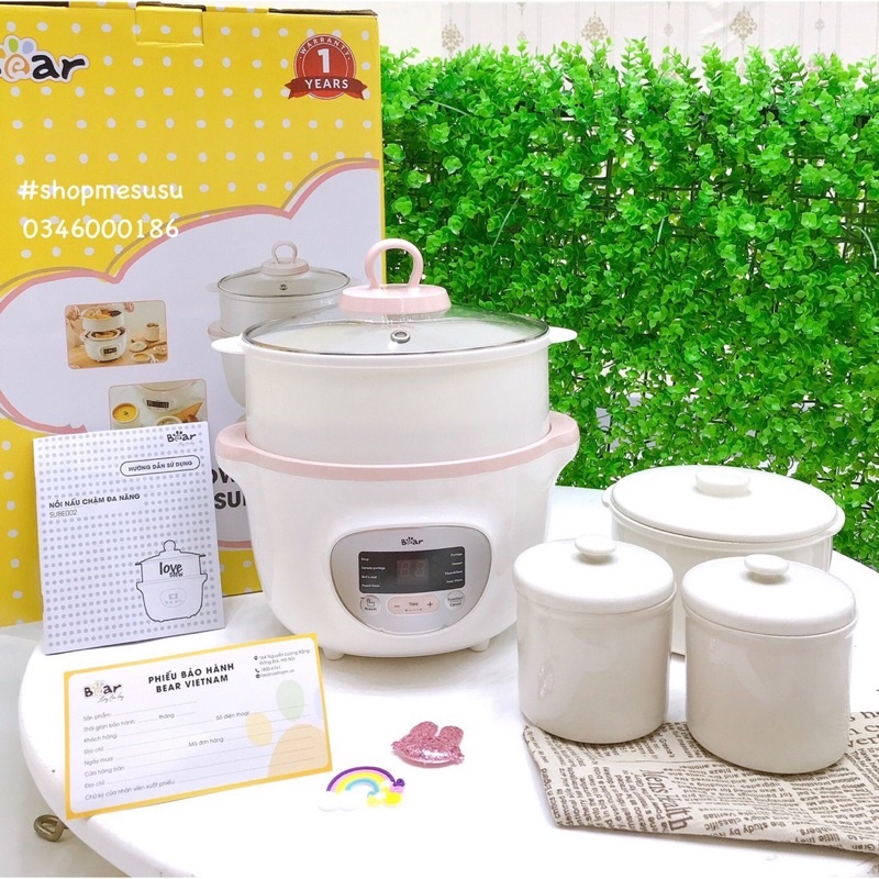 [BẢO HÀNH 18 THÁNG] Nồi nấu cháo chậm cho bé Bear 1,6L phiên bản Quốc Tế