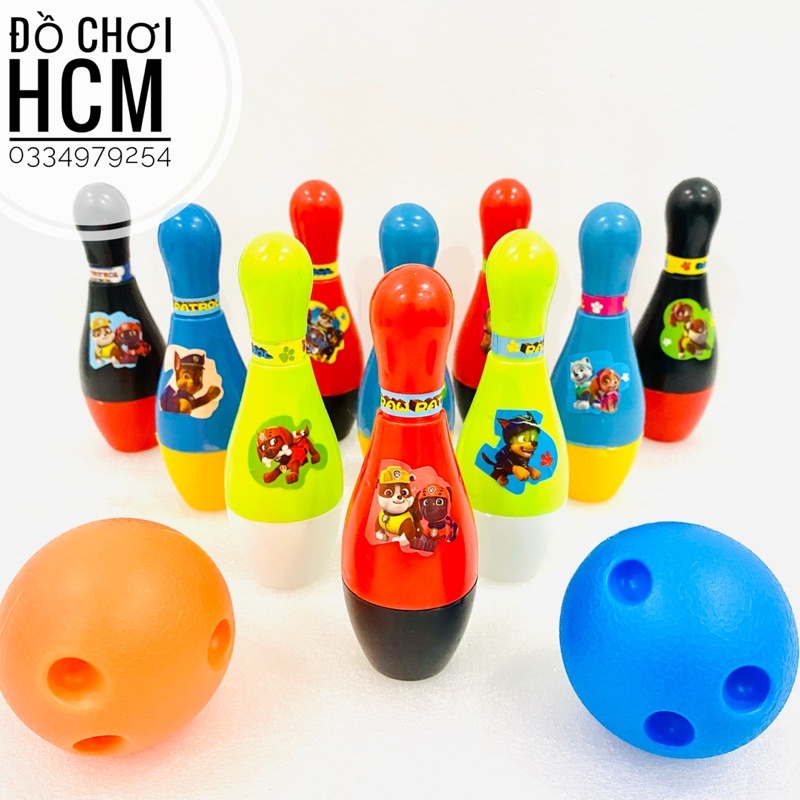 [BỔ ÍCH] Bộ đồ chơi bowling hình chó cứu hộ mini gồm 10 ki và 2 quả bóng ném cho bé khám phá vận động trong nhà 811-14