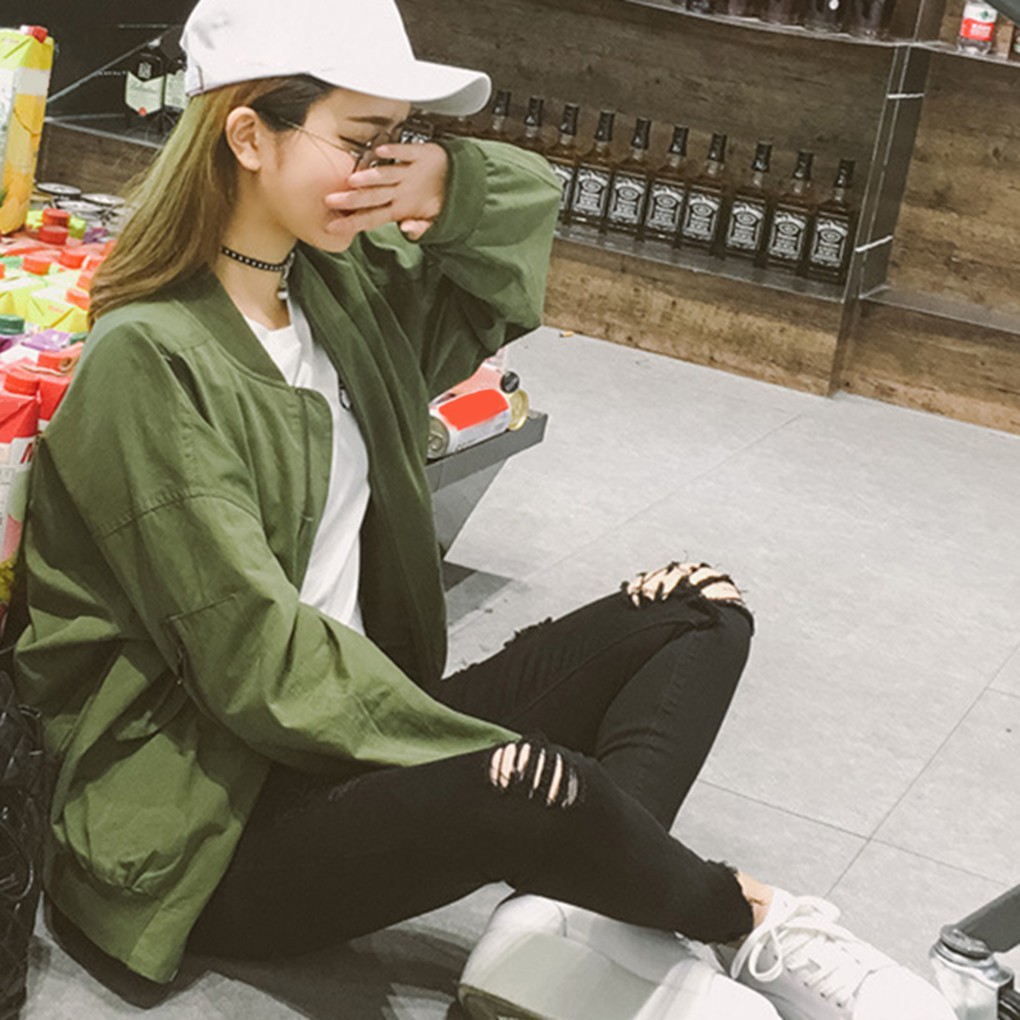 Áo khoác kiểu bóng chày phối dây khóa kéo thời trang cho nữ | BigBuy360 - bigbuy360.vn