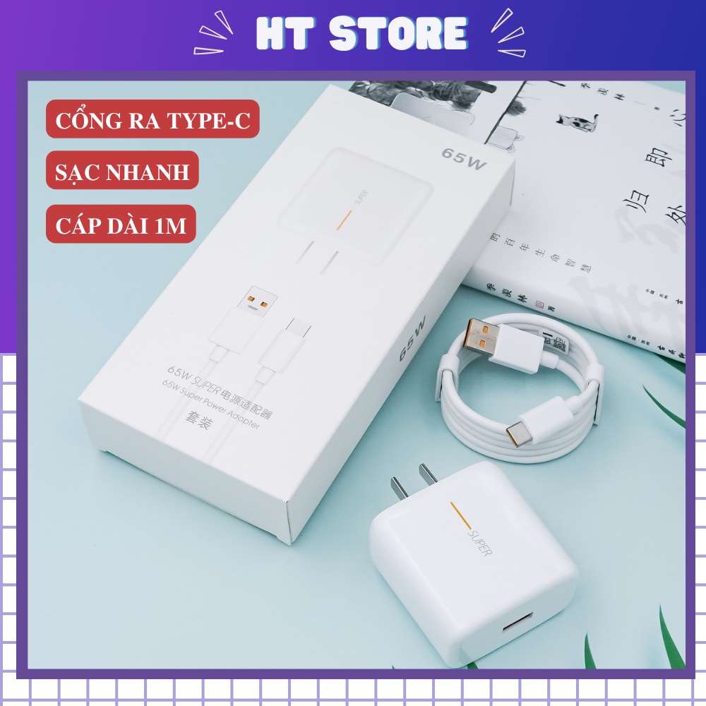Bộ Sạc Nhanh ANDROID 65W Cáp Sạc Siêu Nhanh Cổng Ra Typce C