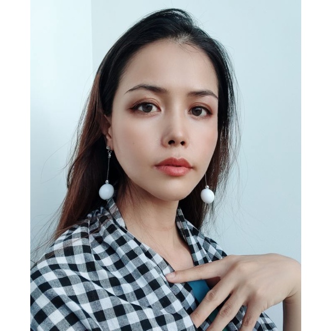 (Ảnh tự chụp) Bông tai cườm Trân châu trắng sữa size 2cm