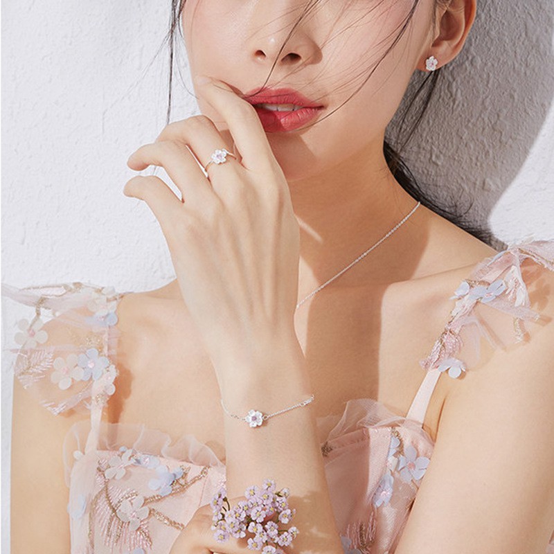 Lắc tay hoa anh đào nhỏ xinh, bạc S925 - LT103