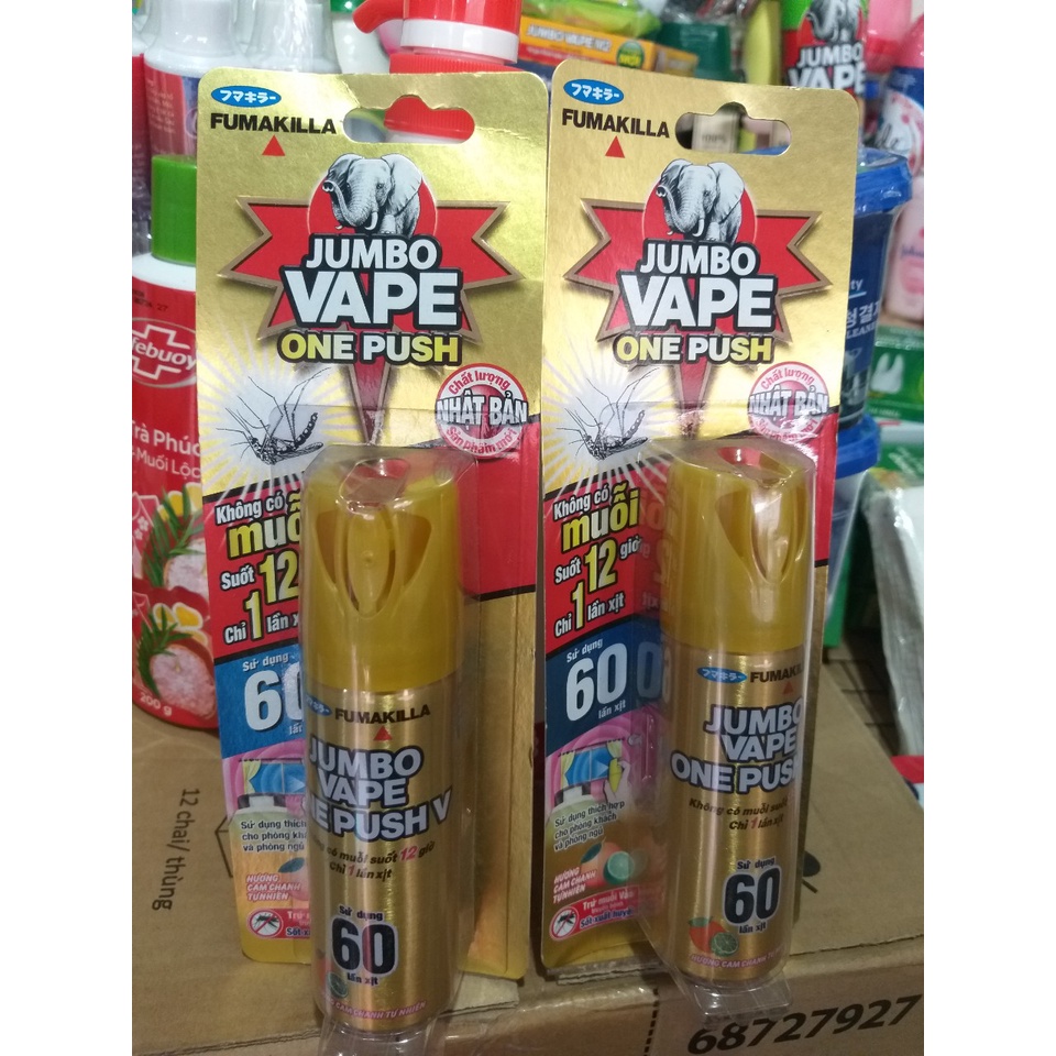 Bình xịt muỗi Jumbo Vape One Push V hương cam chanh