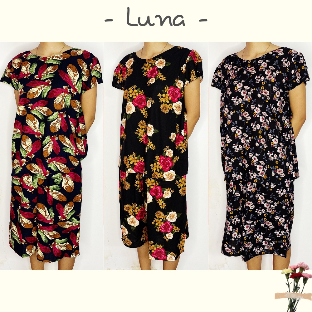 Bộ lanh trung niên mặc nhà cho mẹ cho bà bigsize quần lửng áo tay đùi LUNA mùa hè thoáng mát