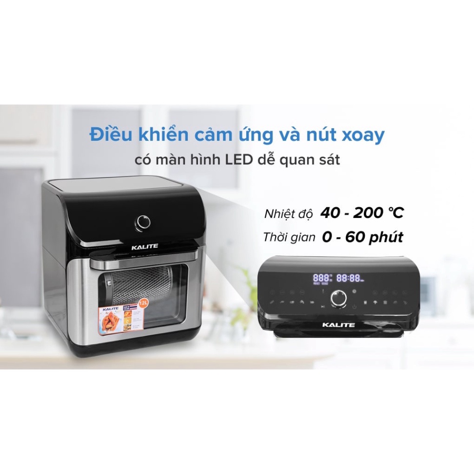 Nồi Chiên Không Dầu KALITE Q12 - KALITE KL1200, Công Suất 1800W, Dung Tích 12L Đa Chức Năng Nướng, Rã Đông - DigiTech