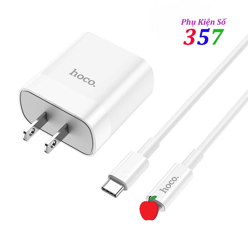 Bộ sạc PD20W QC3.0 Hoco C80 2 cổng USB + PD kèm Cáp sạc Type-C to Lighting