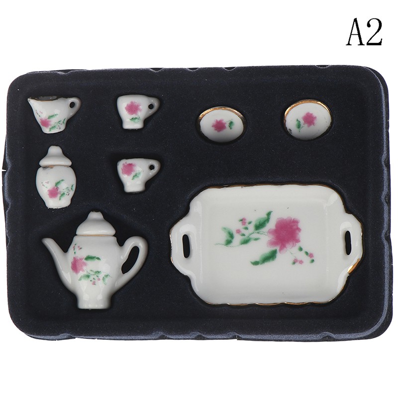 Set 8 Ly Uống Trà Mini Tỉ Lệ 1: 12 Bằng Sứ Cho Nhà Búp Bê