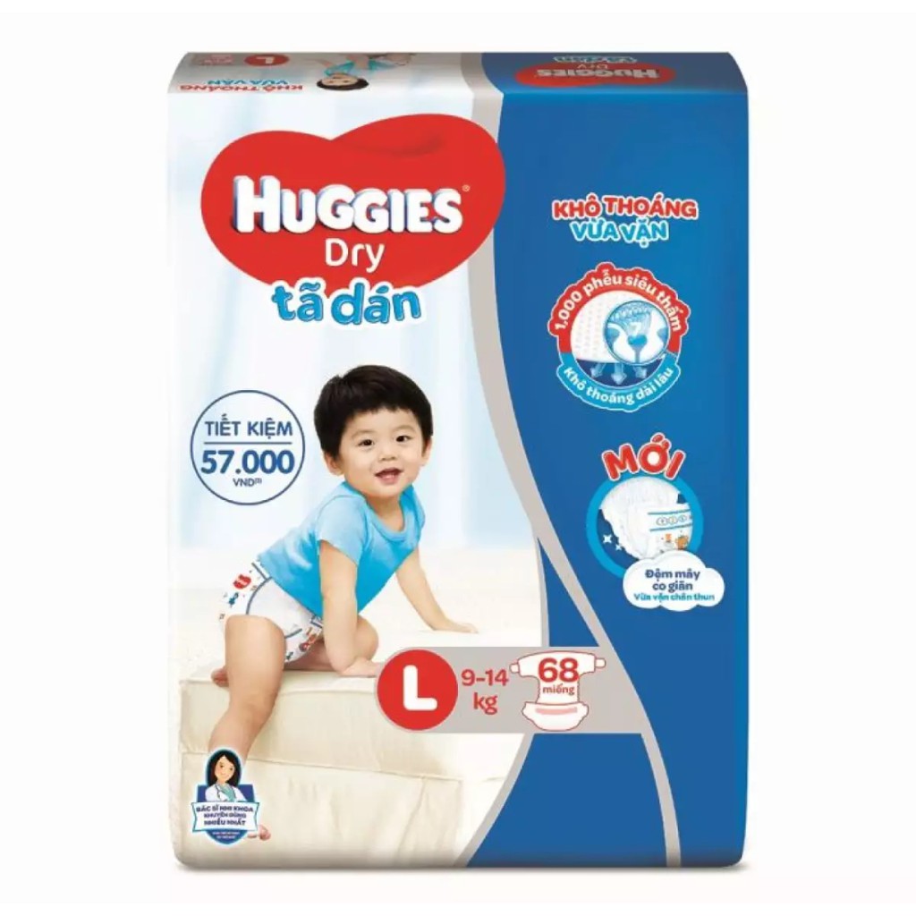 Bỉm Huggies quần/dán đủ size M74/L68/XL62/XXL56(Bao bì mới)