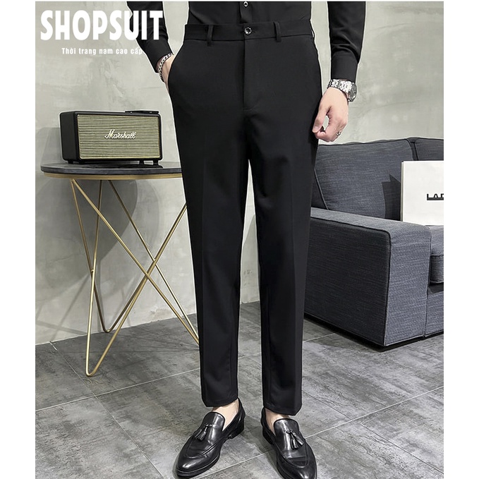 Quần âu nam đai chun from dáng trẻ trung 3 màu đen/xám/ghi