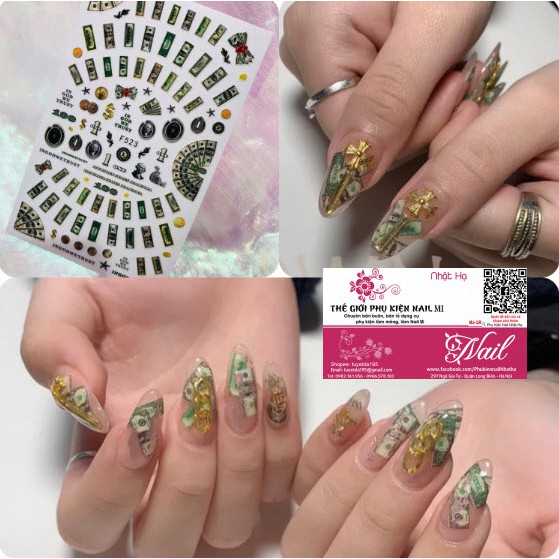 Nail Sticker Tiền Đô La USD - Hoa Văn Hình Tiền theo Phong cách châu Âu và Mỹ