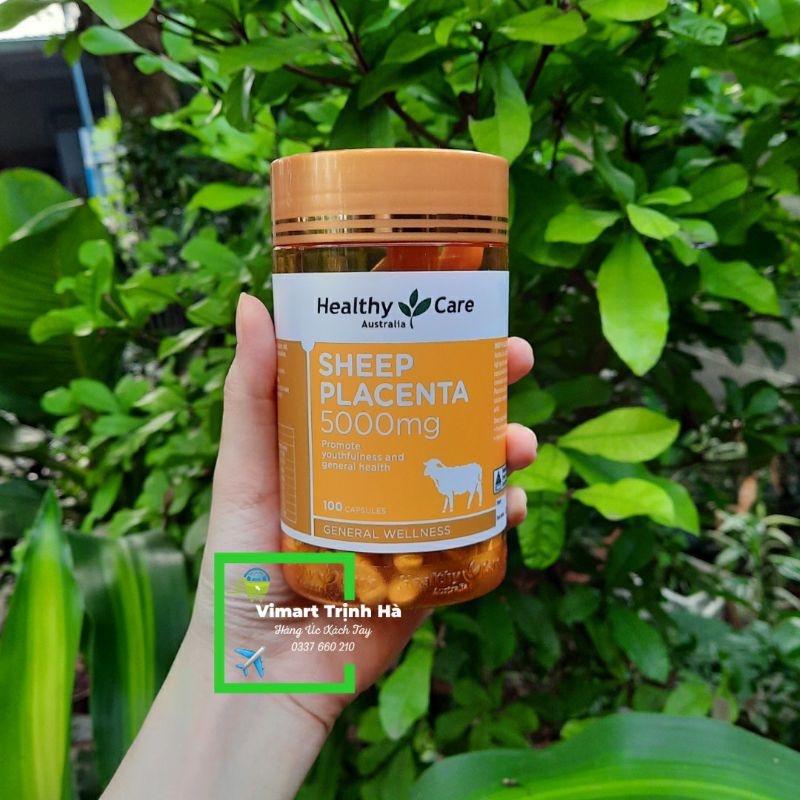 Viên uống nhau thai cừu Healthy care sheep Placenta 5000mg Úc Hộp 100 viên