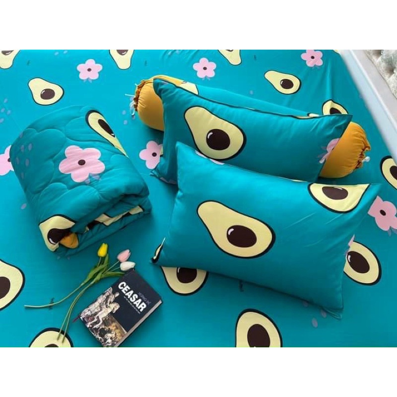 BỘ GA THUN HÀN TRẢI GIƯỜNG MẪU TRÁI BƠ SIÊU CUTE ( bộ 4 món) | BigBuy360 - bigbuy360.vn