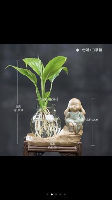 Bộ tượng 4 KHÔNG an lạc- tặng kèm bình thuỷ tinh( KHÔNG BAO GỒM KỆ) | BigBuy360 - bigbuy360.vn