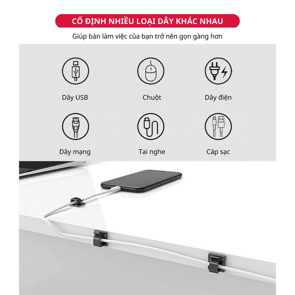 Kẹp Dán Cố Định Dây Cáp, Dây Sạc Điện Thoại Đa Năng Làm Gọn Bàn Làm Việc Cực Tiện Dụng - Hàng Chính Hãng Tamayoko