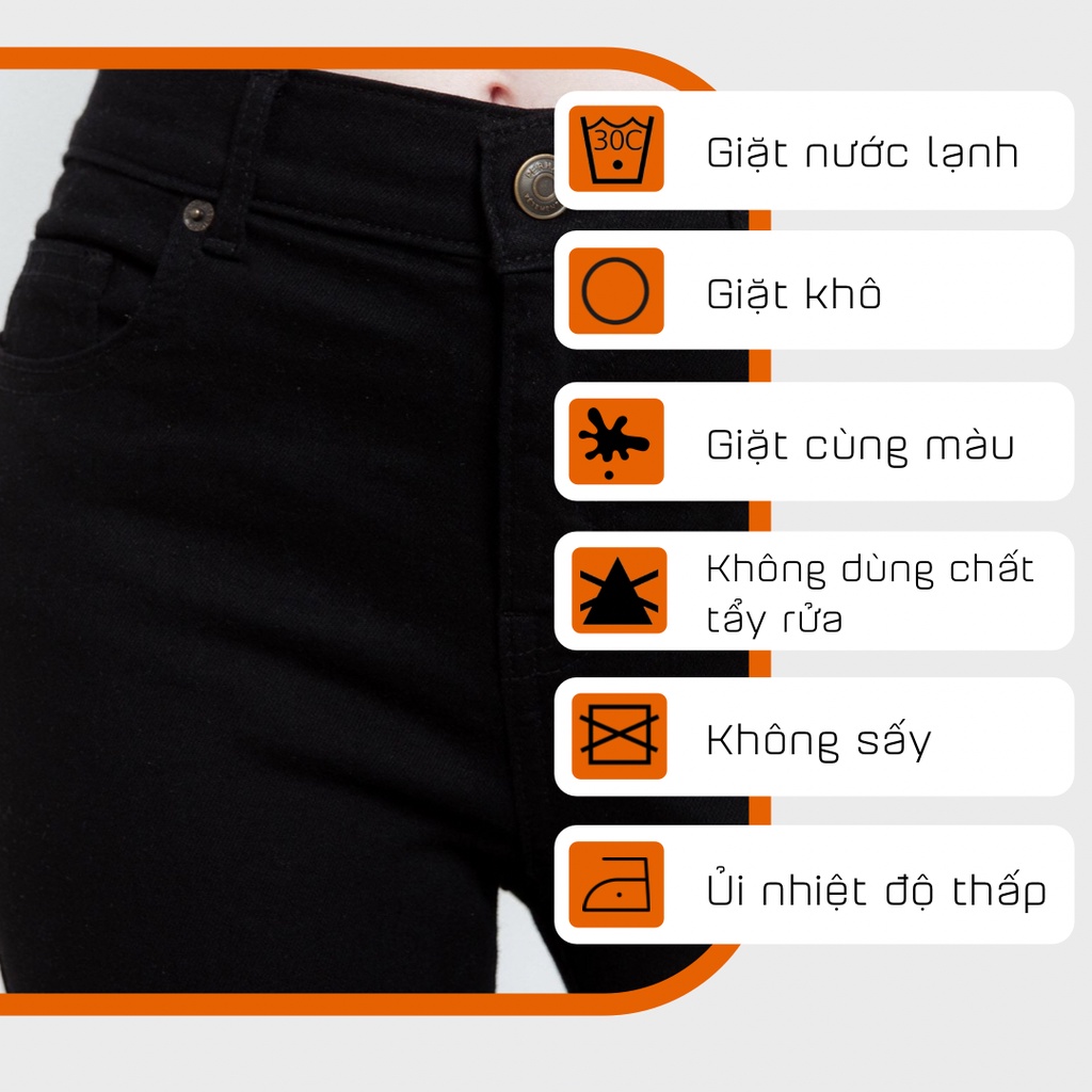 Quần Skinny Jean Quần Jean Ôm COTONFIO PHW03 Quần bò ống côn wash mềm ống côn lai tua