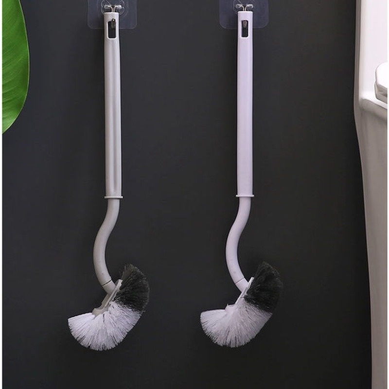Chổi cọ nhà vệ sinh toilet bồn cầu thông minh đầu cong cán dài vệ sinh dễ dàng dài 40cm lông chổi mềm