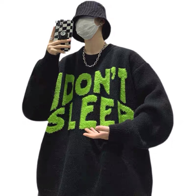 Áo len unisex hoạ tiết chữ thêu nổi