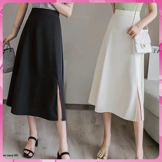 Chân Váy Dài Ulzzang Phong Cách Hàn Quốc. Chân Váy Chữ A Dài Xẻ Cạnh, Chất Tuyết Mưa Cao Cấp