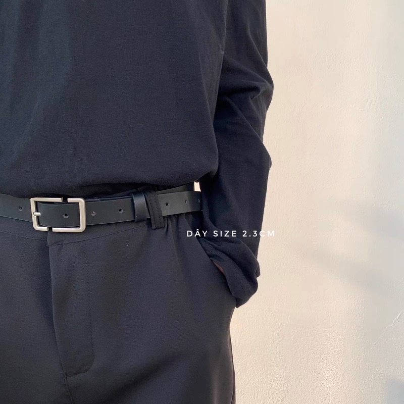 THẮT LƯNG NAM NỮ Chữ nhật Vuông Meo Shop TLN004 da đẹp Dây nịt Nam nữ Ulzzang học sinh đi học đi làm da đẹp mặt bạc