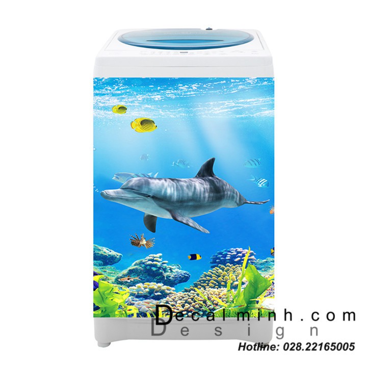 DECAL-TEM DÁN MÁY GIẶT CAO CẤP - PHÙ HỢP MỌI LOẠI MÁY GIẶT CÁ HEO 3D